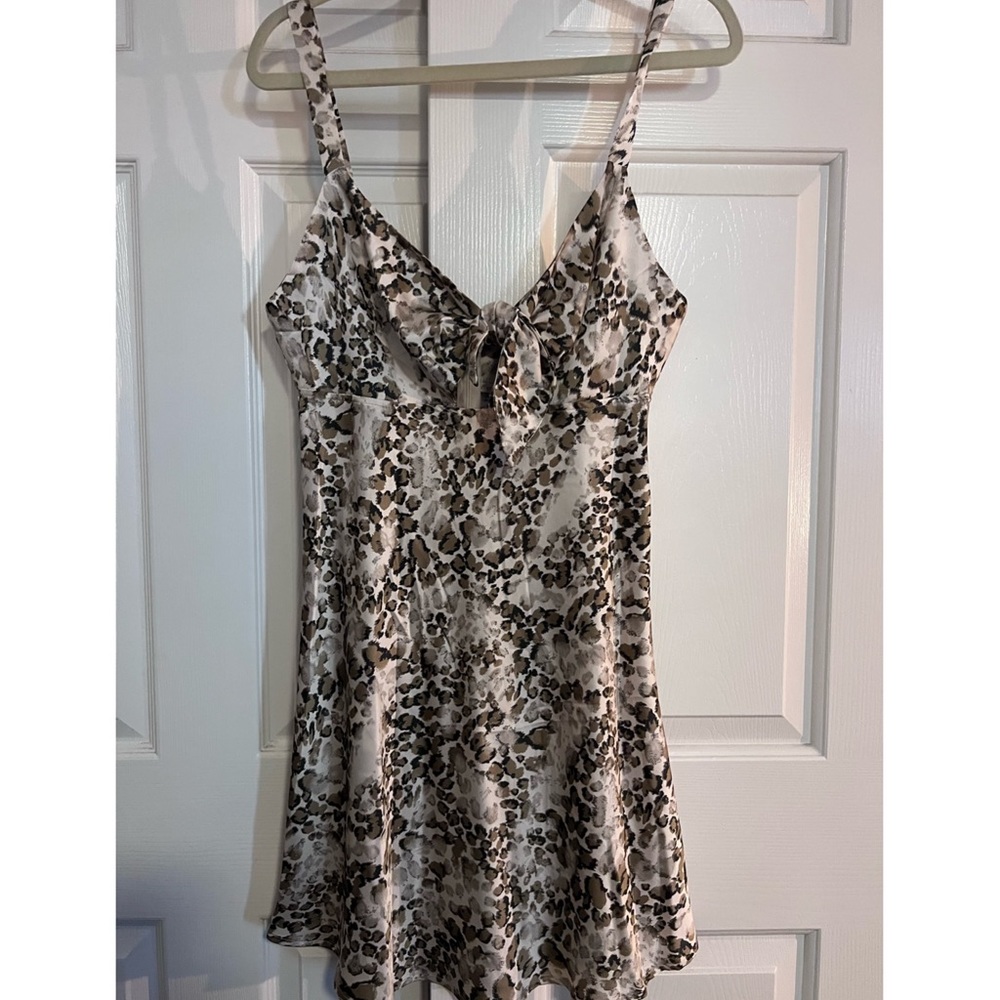 Leopard silk print mini dress
